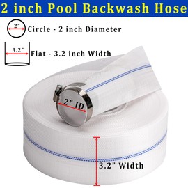 ZY-hosetube Pool Backwash Hose 2” × 65 ft Fiber Reinforced Discharge Hose General Purpose Flexible Lightweight Lay Flat Pump Drain Pipe Hose for Water Transfer (2in-65ft, Anti-abrasion)