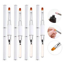 4 Pinceles Para Uñas Polygel/acrigel Doble Con Espátula