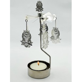 Rotary Candle Holder Spinning Candleholder Metal Small Gift (Owl)