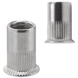 FASTON® Countersunk Rivet Nuts Round Shaft M6 x 16 mm Stainless Steel A2 V2A (Pack of 50) Blind Rivet Nuts Round Thread Open Knurled Rivet Nuts Thread Rivets