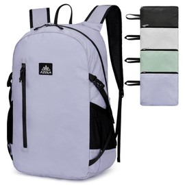 Outplea Nylon Folding Hiking Backpack for Women Men, 20L Lightweight Waterproof Packable Daypack with Reflective Strips for Traveling Daily Outdoor Sports, Purple