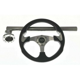 USGC Products Club Car Precedent Black and Silver Steering Wheel/Hub Adapter/Chrome C