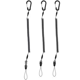 Lix&Rix Retractable Safe Tool Retention Coil Cord Lanyard Keychain Leash for Utility Knives, Safety Cutters, Hand Tools, Casino Card Clip, Black 3pcs