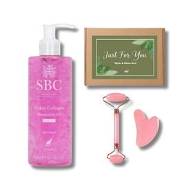 SBC Hydra Collagen Skincare Set – 300 ml Hydrating Collagen Serum with Face Roller & Gua Sha for Enhanced Skin Revitalization, Deep Hydration, Firming, Radiant and a Youthful Glow