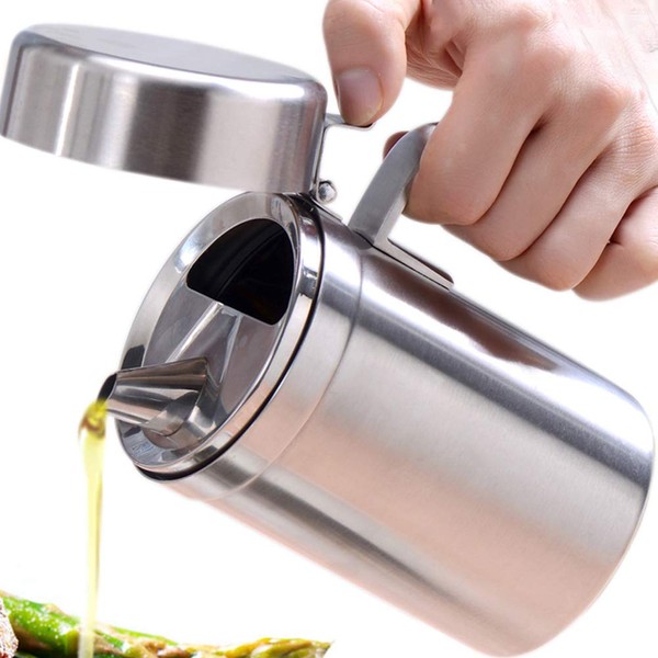 LVOERTUIG Oil Can Stainless Steel Olive Oil Dispensers Bottle, 550ML