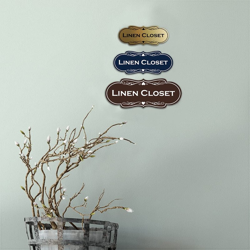 Designer Linen Closet Sign (Black Gold) - Medium