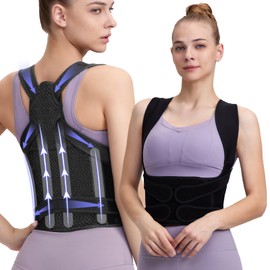 Back Brace and Posture Corrector for Women and Men, Back Straightener Posture Corrector, Scoliosis and Hunchback Correction Back Pain Spine Adjustable Corrector(Black,L,Waist 26-34 inch)