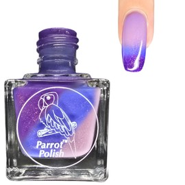 Parrot Polish Smooth Jazz Thermal Nail Polish, Color Changing Purple to Blue to Clear Lacquer