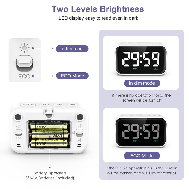 OQIMAX Digital Timer, Countdown Timer/Count Up, Magnetic Digital Kitchen Timer