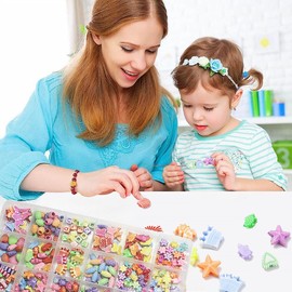 Beads for Threading Children, DIY Beads for Bracelets, Bracelets, Make Your Own Necklaces, for Gift Idea Bracelets, Christmas, Birthdays, Parties, Holidays, Gifts for Girls (B)