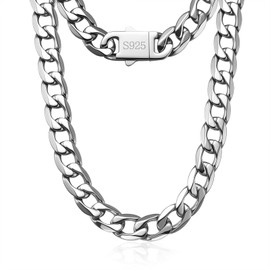 PAITAIN 11MM Width Cuban Link Chain for Men Chain Necklace for Men, 316L Stainless Steel and 925 Sterling Silver Filled, Silver Chain for Mens Silver Necklace Men, Mens Jewelry 26Inches