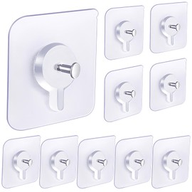 YOGEERNIC Adhesive Hooks for Wall(13lb Max), Wall Hangers Without Nails for Photos Frames, Utility Waterproof and Oil Resistant Hooks for Decorations and Bathroom Kitchen Racks -10 Pack