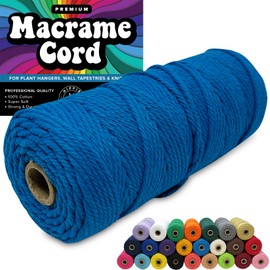 3mm Macrame Cord 3mm Thick Cords for Macrame Yarn 100% Cotton Colored Macrame Rope Cord Natural Craft Cord String Yarn Supplies 325 Feet 3 mm Cotton Macrame Cord Thin Lake Blue Macrame Supplies