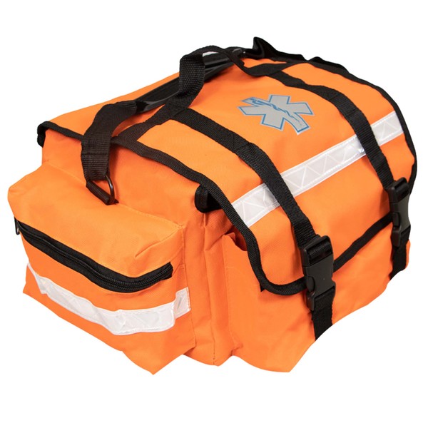Primacare KB-RO74-O First Responder Bag for Trauma, 17"x7"x 9" Professional Multiple Compartment Kit Carrier for Emergency Medical Supplies l Orange