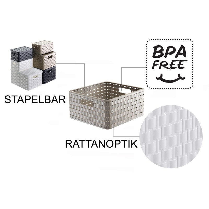 Rotho Country 14-Litre Rattan Effect Plastic (PP - Polypropylene) Storage