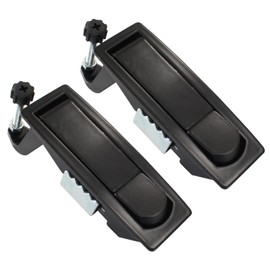Bonsicoky 2 Pcs Compression Latch Lock, Zinc Alloy Trigger Latch Lock Adjustable Lever Hand Operated Compression Latch with Raised Trigger, keyless(Black)