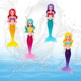 Shwdsy Diving Toys for Children, 4 Pieces Pool Toys Kids, PVC Mermaid Water Toy, Glow-in-the-Dark Design, Diving Toy Mermaid for Underwater Games, Diving Training and Swimming