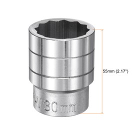 HARFINGTON 2pcs 30mm 12 Point Shallow Socket 3/4" Drive CR-V Standard Metric Triple Square Drive Socket for Maintenance