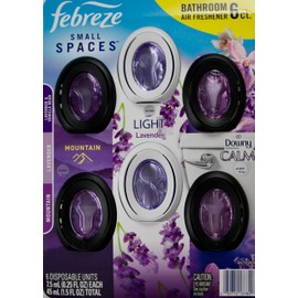 Febreze Small Spaces Bathroom Air Freshener, Mountain, Light Lavender, Downy Infusions Calm, 6 Count