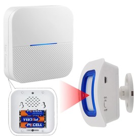 YisTech Wireless Portable Battery Motion Sensor Detect Alert, Portable Battery Motion Detector Store Door Entry Chime Doorbell, (1 Motion Sensor 1 Portable Receiver)