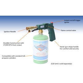 Flame King Propane & Mapp Gas Blow Torch 27,000 BTU w/ Self-Igniter for Searing, Soldering and as Fire Starter