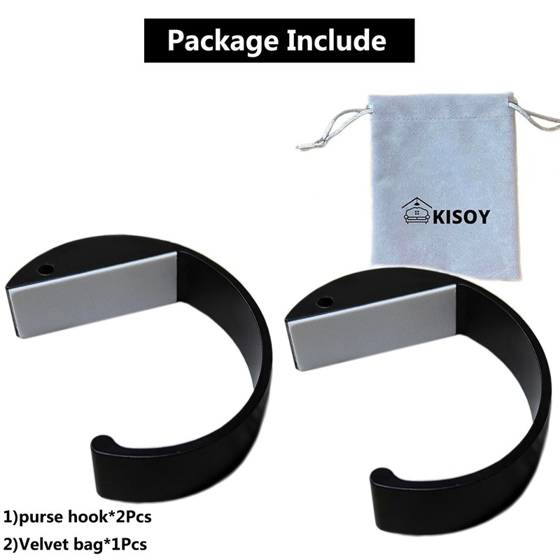 KISOY 2PCS C Shape Purse Hook for Table Handbag Hanger