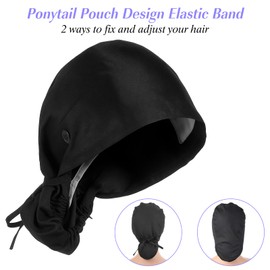 ElevateTech Working Cap with Button Adjustable Scrub Cap Sweatband Nurse Hat Women Ponytail Bouffant Caps Medical Surgical Hat for Women and Men Black