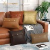 BRAWARM Leather Throw Pillow Covers 12 X 20 Inches, Coffee