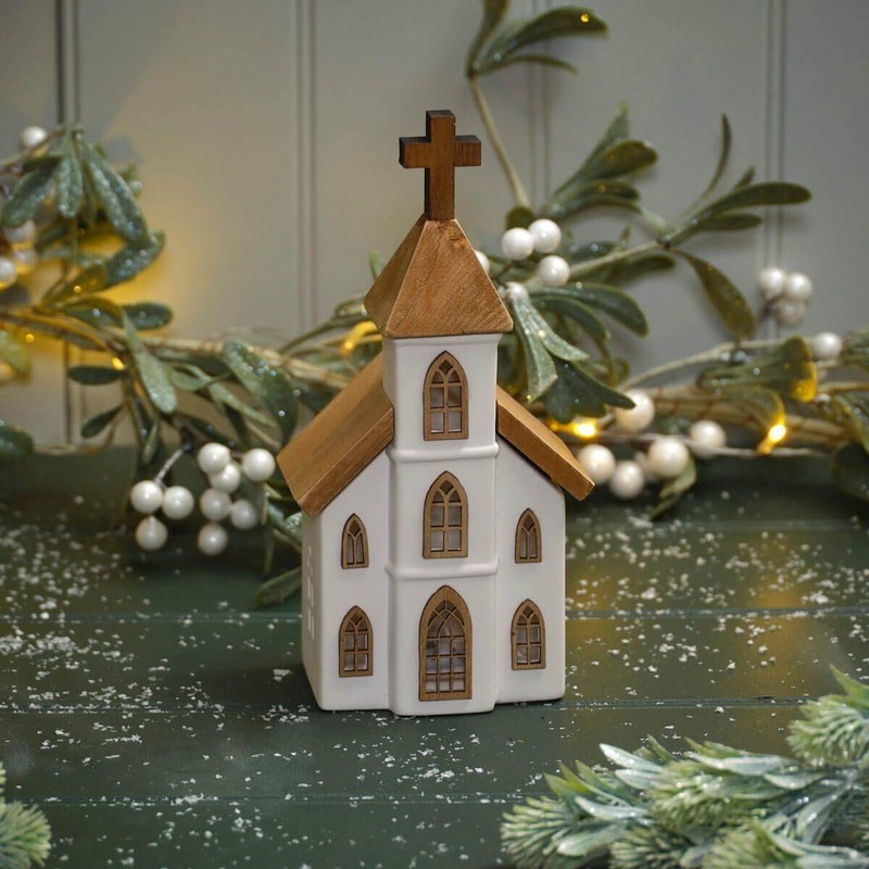 Carousel Home LED Ceramic Christmas Church | Light Up Ceramic