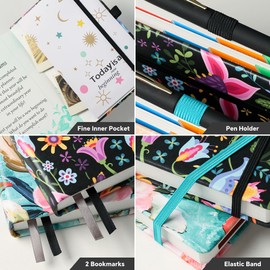 ZXHQ Diary 2026 Page a Day A5 from Jan to Dec, 2026 Diary Day to View, Daily Planner with Monthly Overviews, UK Holiday, Colorful Tabs, Pen Set and Inner Pocket, 5.9" × 8.5"- Black