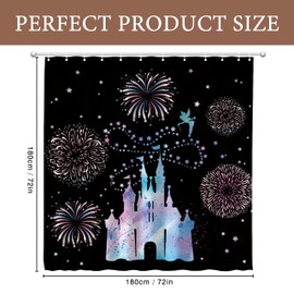 HRTLSS Cute Cartoon Mouse Shower Curtain Fantasy Castle Bath Curtain Sets Black Anime Home Decor Gift for Children Kids 72x72 Inch Accessories Great for Showers Bathtubs