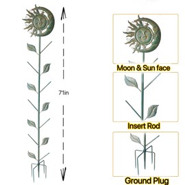 SMQLJXC Moon & Sun Face Glass Bottle Tree/Wine Bottle Trees for The Garden Outsides Decorative Bottles Holder for Outside Party andscape Decoration