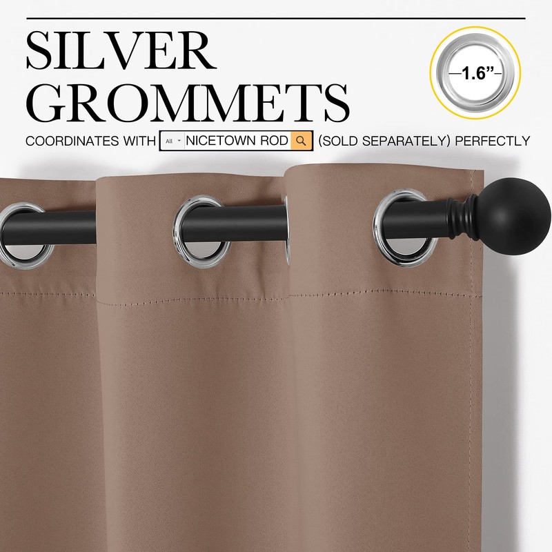 NICETOWN Short Window Treatment Thermal Insulated Solid Grommet Blackout Curtains/Drapes
