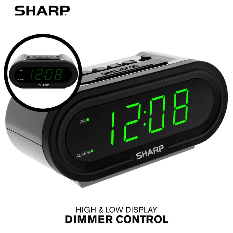 Sharp Digital Alarm with AccuSet - Automatic Smart Clock, Never