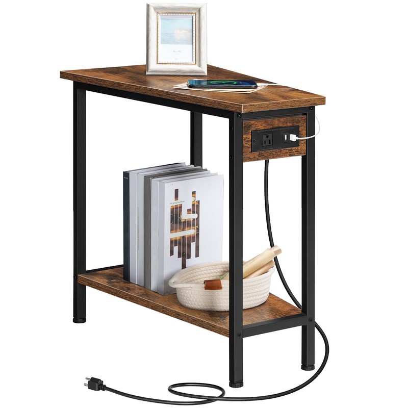 HOOBRO Wedge End Table with Charging Station, Recliner Wedge Side