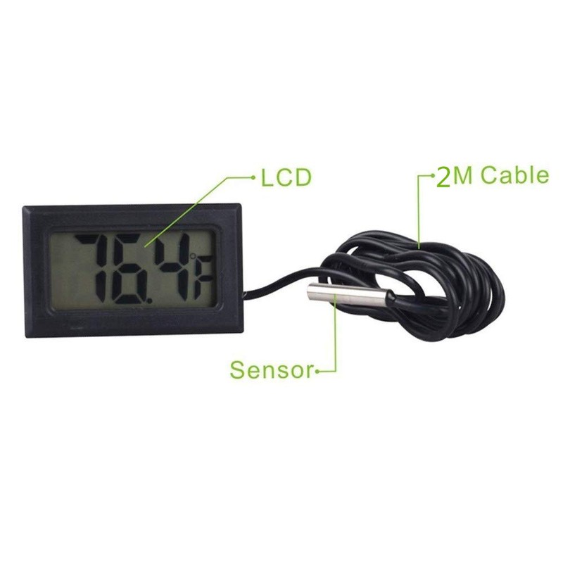 ACEIRMC 3pcs Black Digital LCD Thermometer Temperature Monitor with External