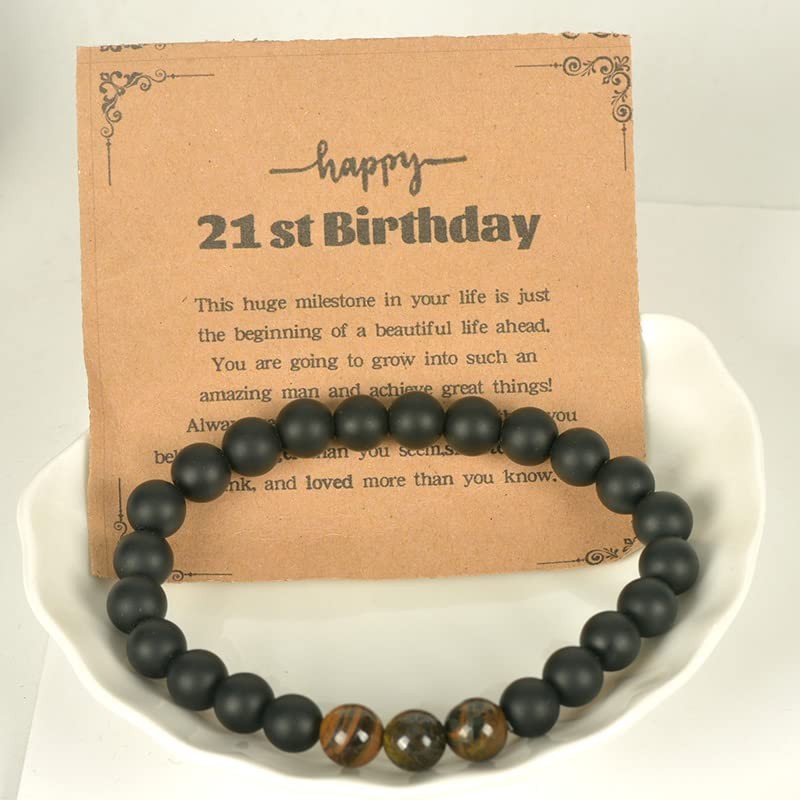 21st Birthday Gifts Bracelet for Him - Inspirational Beaded Bracelets