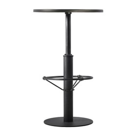 LOKKHAN 37.4" Tall Rustic Industrial Bar Table-23.6" Dia Round Metal Top Bar Height Adjustable Standing Pub Table-Dining Room Bistro Table-Cocktail Table (Silver Grey)