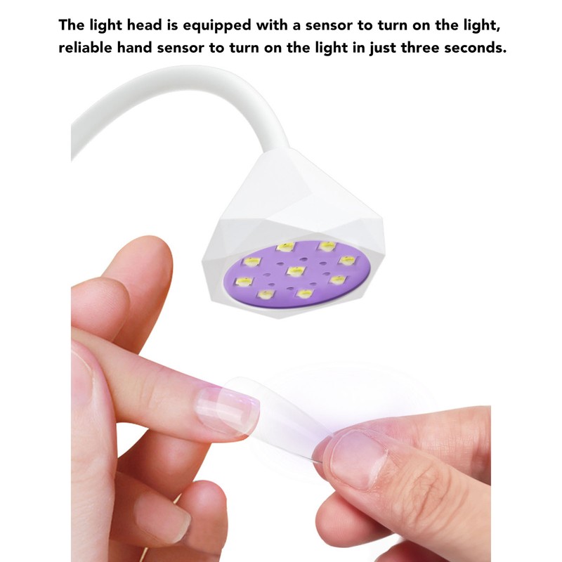 27W Gooseneck Nail Lamp with 9pcs Lamp Chips Flexible Gooseneck