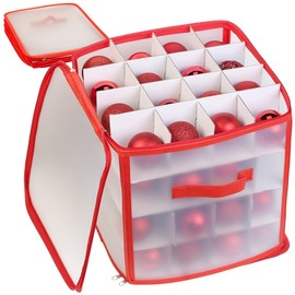 infactory Christmas Storage: Storage Box for 64 Christmas Tree Baubles up to 6 cm, Carry Handles (Christmas Decoration Storage, Storage Box with Lid)