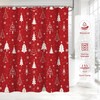 AIBIIN Red Christmas Shower Curtain Xmas Tree Snowflakes Bath Curtains