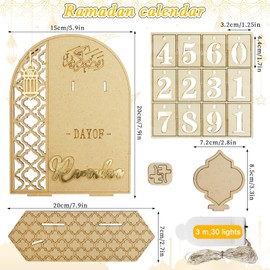 Ramadan Decoration Wooden Ramadan Calendar, Eid Mubarak Advent Calendar, DIY Ramadan Decoration, Ramadan Decorations 30 Days Calendar, for Muslim Ramadan Party, Home Decoration