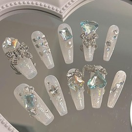 10-Piece Handmade Press On Nails Set - Convenient, Versatile, Reusable - Includes Press On Nails, Glue On Nails, Impress Nails - Pastel & Variety of Styles