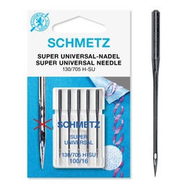 SCHMETZ Sewing Machine Needles I 5 Black Super Universal Needles I Needle Thickness 100/16 I 130/705 H-SU I Machine Needle with Special Non-Stick Coating