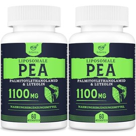 Solavica Liposomales PEA 1100mg C Mikronisiertes Palmitoylethanolamid mit Luteolin C 60 Softgel-Kapseln C Hochdosiert & Modern Formuliert (2er Pack)