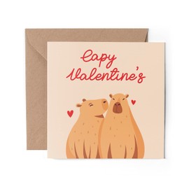 1 x Greeting Card - Capybara Capy Valentine's Day Cartoon Animal Love Anniversary Partner Birthday Girlfriend Boyfriend Friend #79574