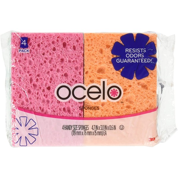 O-Cel-O Handy Sponges, Assorted Colors, 4 Count, pack of 4
