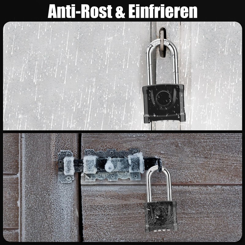 Heavy Combination Lock with Long Shackle, Weatherproof Outdoor Anti-Theft Security