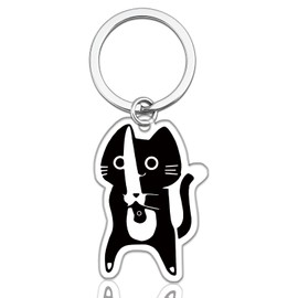 MOEXUKO Black Cat Keychain Funny Cat Mom Dad Gifts for Women Men Cats Lover Gifts for Women Cool Cats Gift Kitten Stuff for Friends Birthday Christmas Gift Kitten Themed Keyring