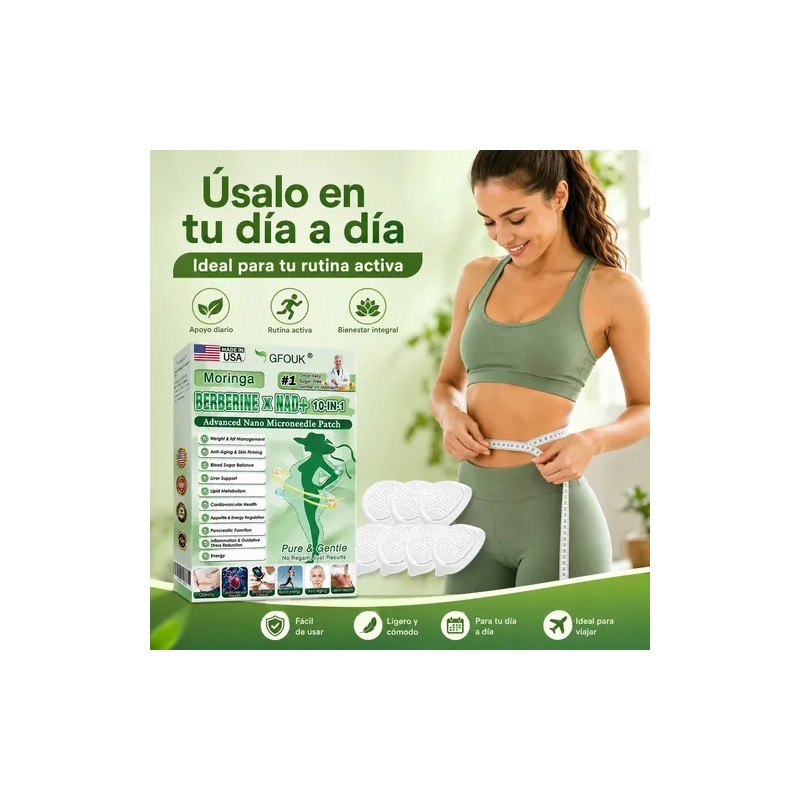 Parche Avanzado Con Nanoagujas Moringa Berberine 10 En 1